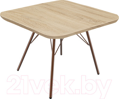 Журнальный столик Sheffilton SHT-S37/ЛДСП 60x60 (медный металл/дуб сонома)