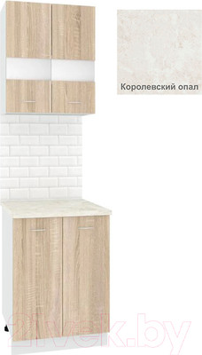 Комплект кухонных модулей Кортекс-мебель Корнелия Экстра 60рс2д (дуб сонома/королевский опал)