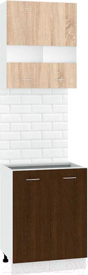 Комплект кухонных модулей Кортекс-мебель Корнелия Экстра 60рс2д без столешницы (дуб сонома/венге)