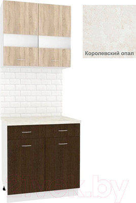 Комплект кухонных модулей Кортекс-мебель Корнелия Экстра 80р1ш (дуб сонома/венге/королевский опал)