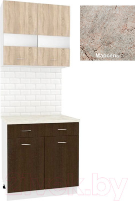 Комплект кухонных модулей Кортекс-мебель Корнелия Экстра 80р1ш (дуб сонома/венге/марсель)