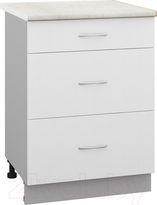 Шкаф-стол кухонный Кортекс-мебель Корнелия Лира НШ60р3ш (белый/королевский опал)