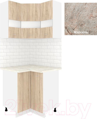 Комплект кухонных модулей Кортекс-мебель Корнелия Экстра угловой (дуб сонома/марсель)