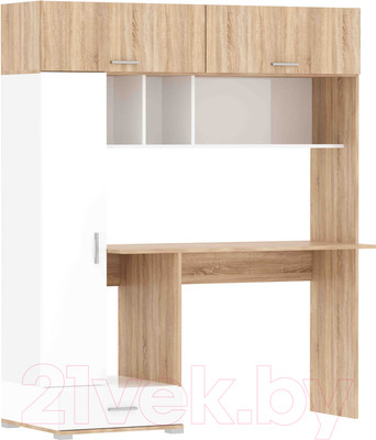 Компьютерный стол Памир ПКС-1 (дуб сонома/белый глянец)