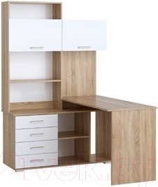 Письменный стол Памир ПКС-11 правый (дуб сонома/белый глянец)