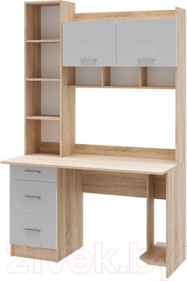 Компьютерный стол Памир ПКС-5 (дуб сонома/белый глянец)