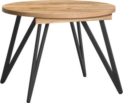 Обеденный стол Millwood Женева 3 Л раздвижной D100x140x100x76 (дуб золотой Craft/металл черный)