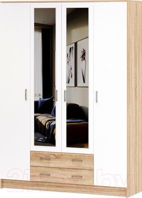 Шкаф Памир Беатрис Квадро (дуб сонома/белый глянец)