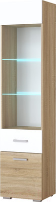 Шкаф-пенал с витриной Памир Элиза (дуб сонома/белый глянец)