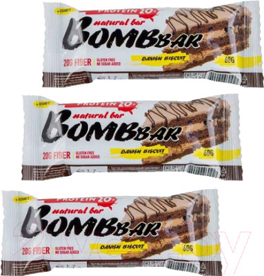 Набор протеиновых батончиков Bombbar Датский бисквит (20x60г)