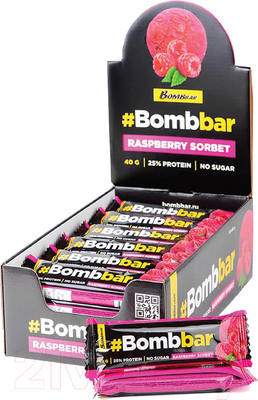 Набор протеиновых батончиков Bombbar Малиновый сорбет (30x40г)