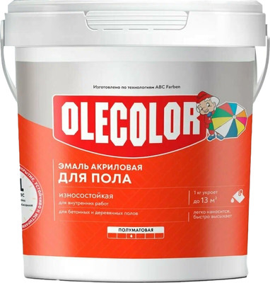Эмаль Olecolor Для пола акриловая (1кг, серый туман)