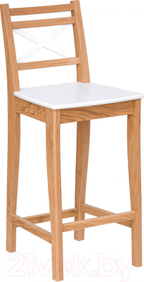 Стул барный Folium H600 / B6O4902/R9003 (шпон дуба/белый)