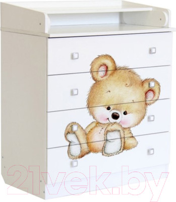 Комод пеленальный Фея 1580 Медвежонок / 0001041.9.13 (белый)