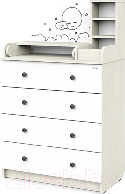 Комод пеленальный Атон Сириус ALF 804 ЛДСП (с шариковыми направляющими, бодега светлая/белый)