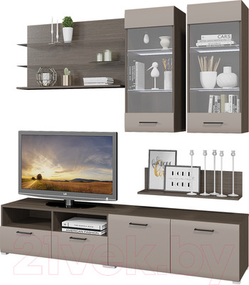 Горка для гостиной Горизонт Мебель Ненси 3 (венге/капучино)