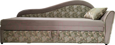 Тахта Анмикс Вика правый (велюр светло-бежевый Velutto 08/жаккард серый Kamelia 03)