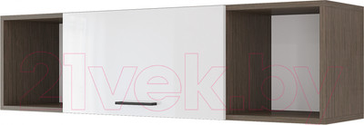 Шкаф навесной Горизонт Мебель Ненси 1200 (венге/белый глянец)
