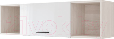Шкаф навесной Горизонт Мебель Ненси 1200 (ясень/белый глянец)