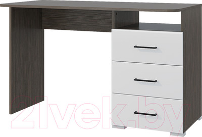 Письменный стол Горизонт Мебель Ненси 1200 3 ящика (венге/белый глянец)