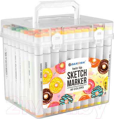 Набор маркеров Darvish Двусторонние / DV-12869-80 (80шт)