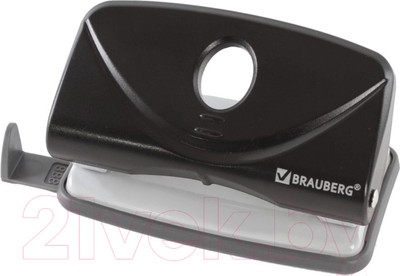 Дырокол Brauberg С линейкой / 222537 (черный)