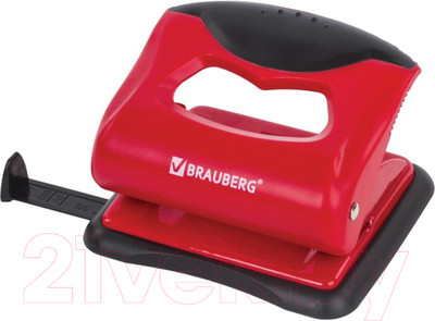 Дырокол Brauberg С линейкой / 228599 (черный/красный)