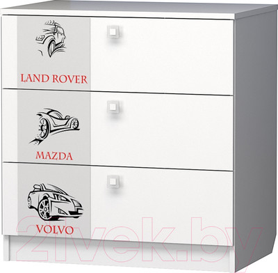 Комод Премиум Смарти (белый/машинки)