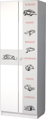 Шкаф Премиум Смарти двухстворчатый (белый/машинки)