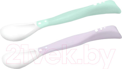 Набор столовых ложек для кормления BabyOno Эластичные / 1066/03 (зеленый/сиреневый)