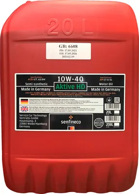 Моторное масло Senfineco Aktive HD 10W40 CI-4/SL E7 A3/B4 / 20-8495 (20л)