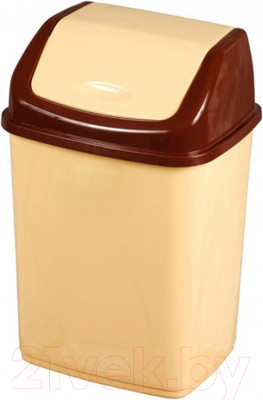 Мусорное ведро Эльфпласт Ромашка с перекидным верхом ЕР108 (5л, бежевый/коричневый)
