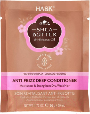Маска для волос HASK Для непослушных волос с маслом ши и экстрактом гибискуса (50мл)