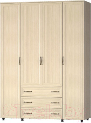 Шкаф Премиум Гармония четырехстворчатый без зеркал с накладками (шимо светлый)