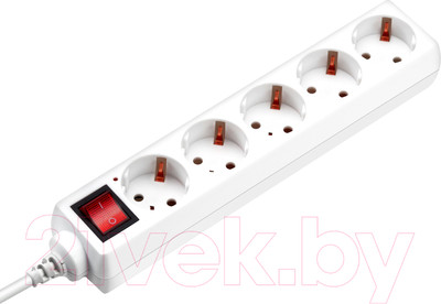 Удлинитель Buro BU-PS5.5/W (5м, 5 розеток, белый)