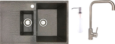 Мойка кухонная со смесителем БелЭворс Forma R + смеситель W4998-4 + дозатор L405-1 (серый)