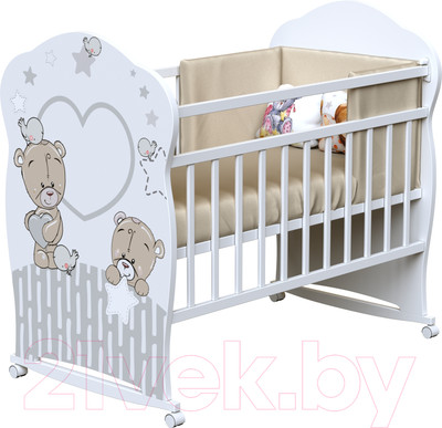 Детская кроватка VDK Forever Friеnds колесо-качалка (белый)