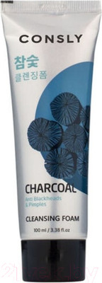 Пенка для умывания Consly Кремовая Против черных точек c древесным углем (100мл)