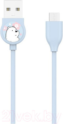 Кабель Miniso We Bare Bears MicroUSB / 7774 (белый медведь)