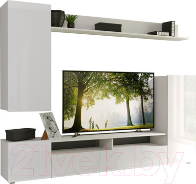 Горка для гостиной Империал Лия (белый/белый глянец)