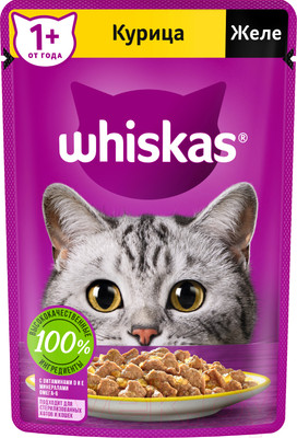 Влажный корм для кошек Whiskas Желе с курицей (75г)