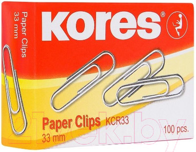 Скрепки Kores 33мм / 43011.02 (100шт, серебристый)