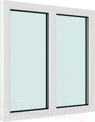 Окно ПВХ Brusbox Двухстворчатое глухое 2 стекла (950x950x60)