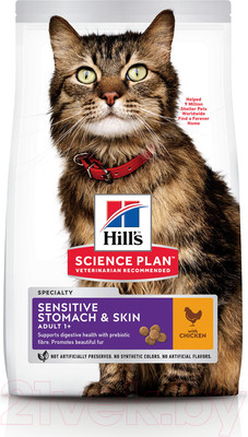 Сухой корм для кошек Hill's Science Plan Adult 1+ Sensitive Stomach & Skin (0.3кг)