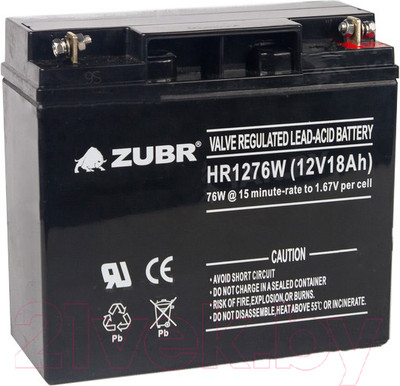 Аккумуляторная батарея Zubr HR1276W 12V/18Ah