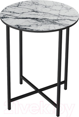 Журнальный столик ТриЯ ДП 1-03-04 (черный/стекло с рисунком Мрамор белый)