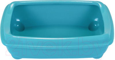 Туалет-лоток ZooM Четвертый с рамкой глубокий / 2904бирюз