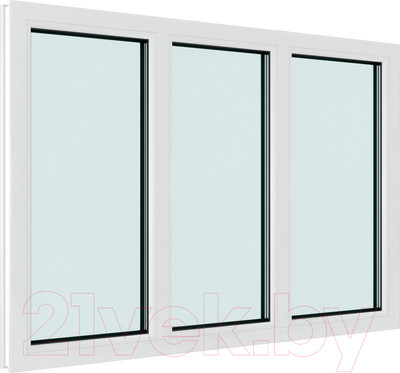 Окно ПВХ Brusbox Деленное на 3 части глухое 2 стекла (1550x2150x60)