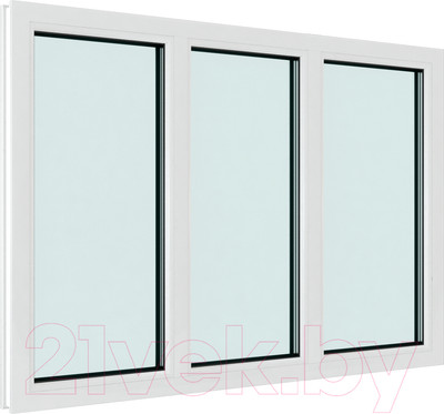 Окно ПВХ Rehau Деленное на 3 части глухое 2 стекла (1750x2200x60)