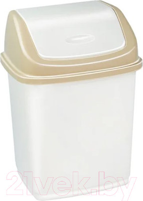 Мусорное ведро Эльфпласт Ромашка с перекидным верхом ЕР057 (10л, слоновая кость/бежевый)